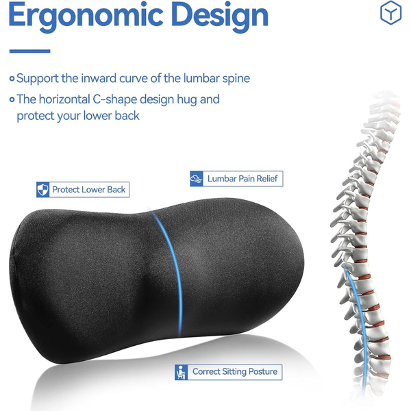 Shakerino Memory Foam Lumbar Support Pillow with Strap