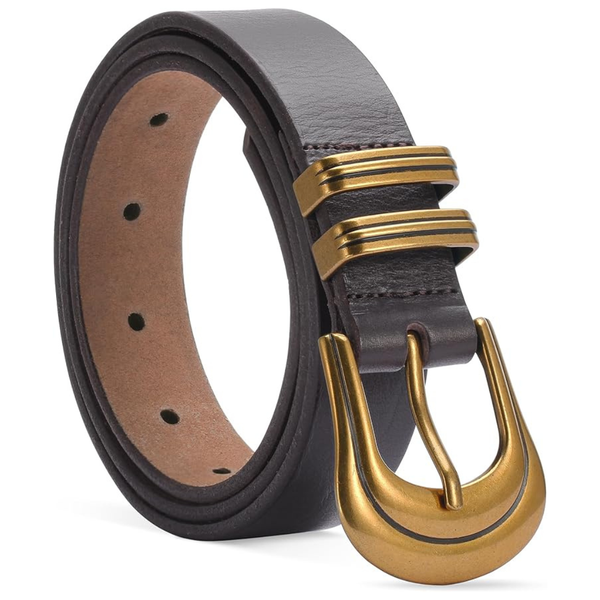 100% Genuine Leather Belt with Gold Silver Buckle