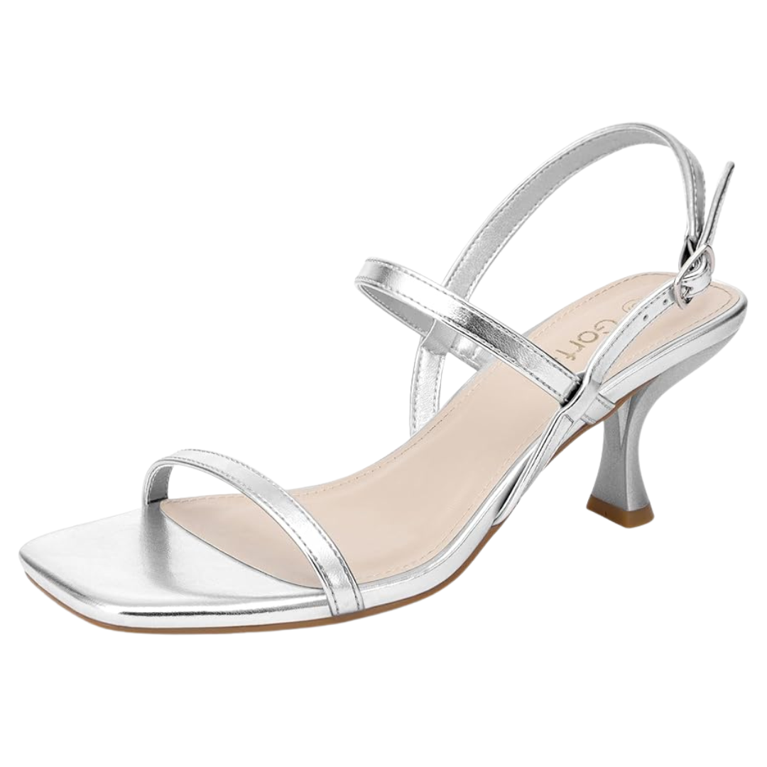 Women's Strappy Silver Sandals Heels