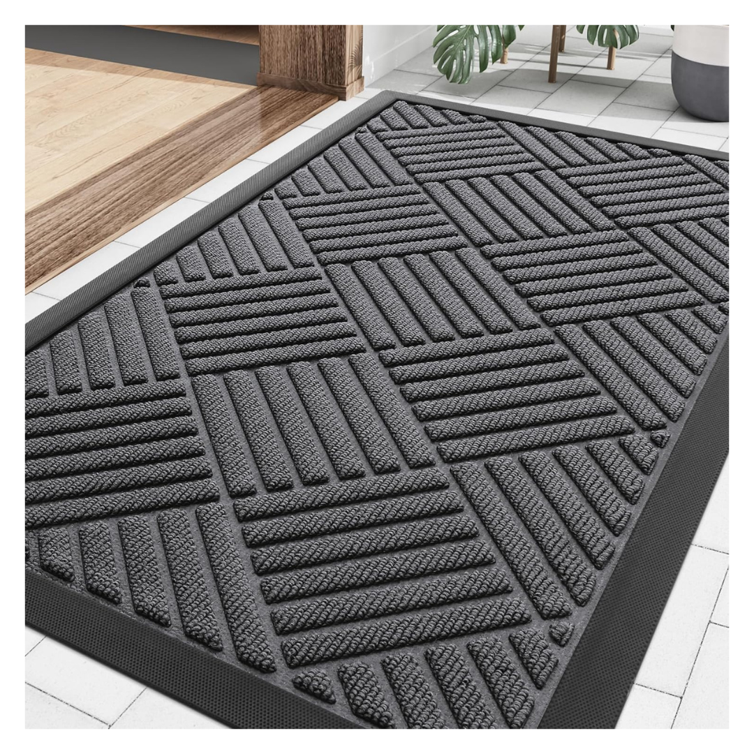 29.5"x17" Smiry Heavy Duty Natural Rubber Front Door Mat