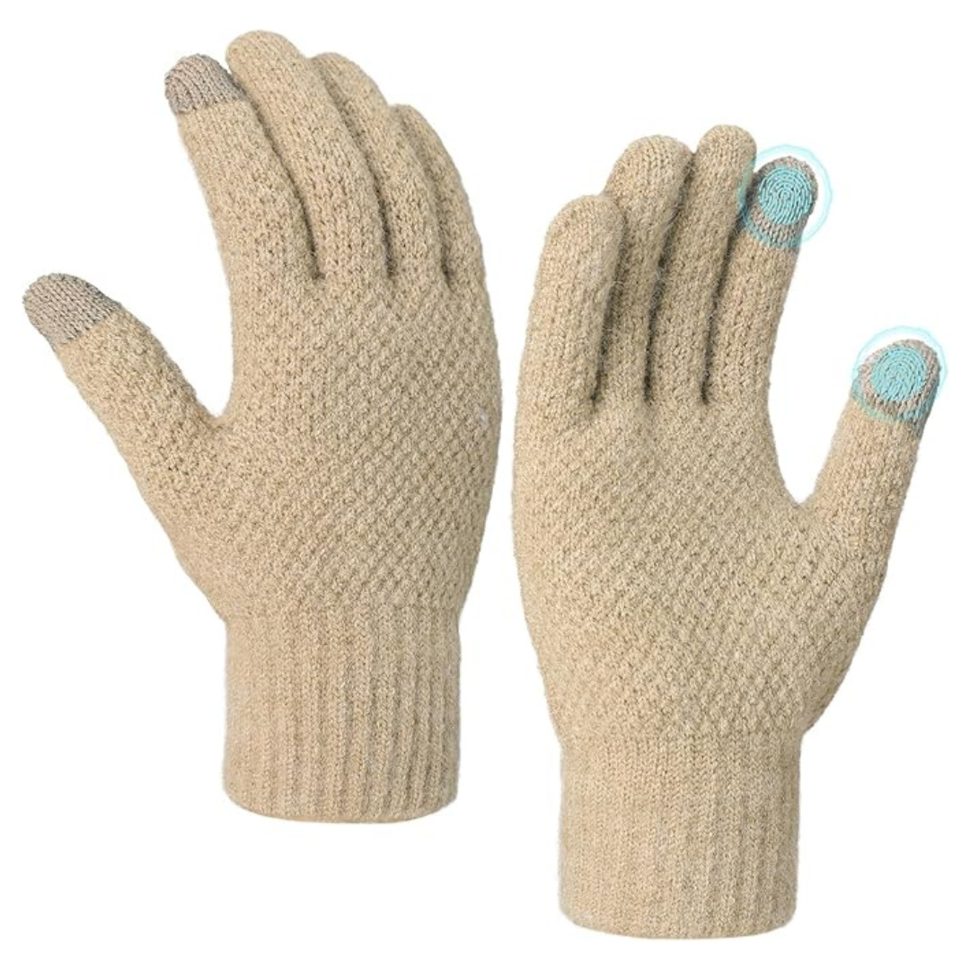 Touchscreen Warm Knit Gloves With Elastic Cuff