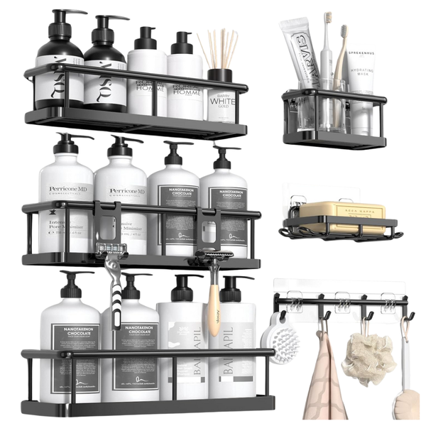 6-Pack Large Shower Caddy Organizer W/ Soap Holder & Hooks