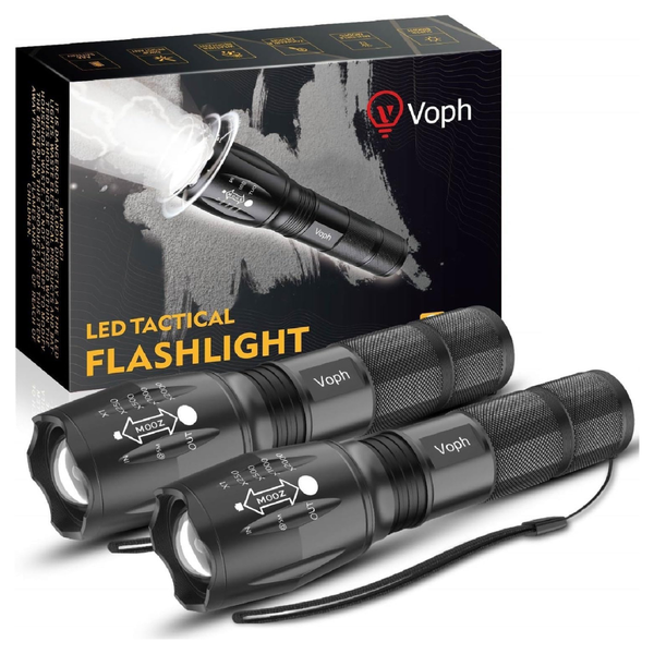 2-Pack 5 Modes High Lumen Tactical LED Flash Light