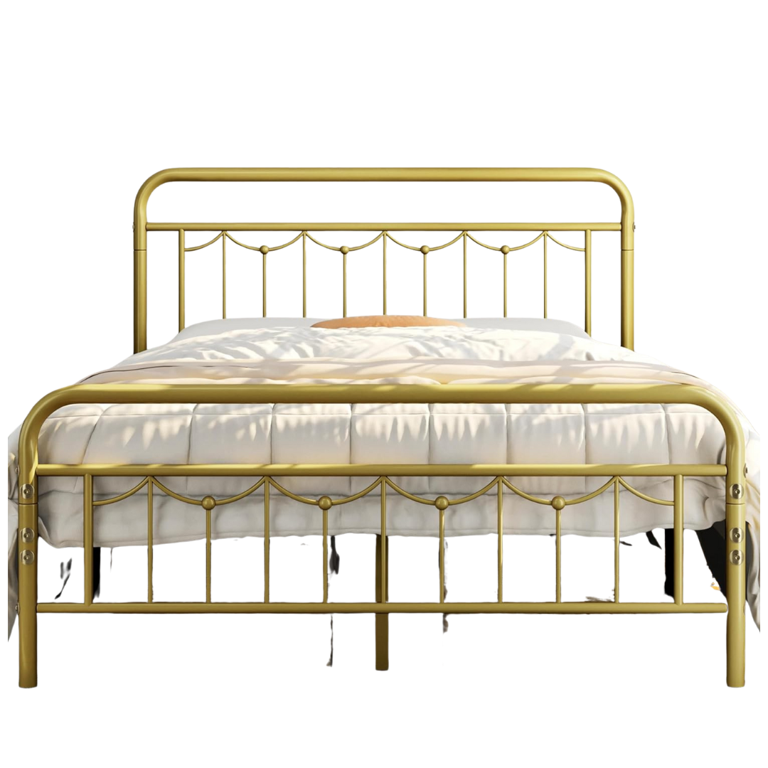 Yaheetech Queen Size Metal Bed Frames With Vintage Headboard