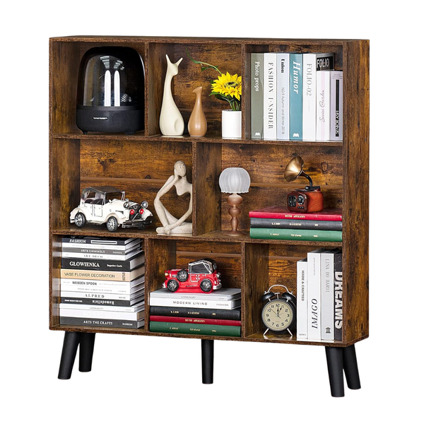 oyao Mid-Century Modern 8 Cube 3 Tier Bookshelf with Legs