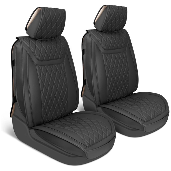 2-Pack MotorBox Ranch Leatherette Faux Leather Car Seat Front Covers
