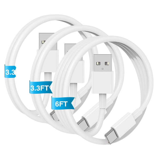 3-Pack 3.3/3.3/6FT USB A To USB C Universal Cable