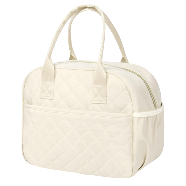 Women's Quilted Insulated Reusable Cotton Lunch Bag