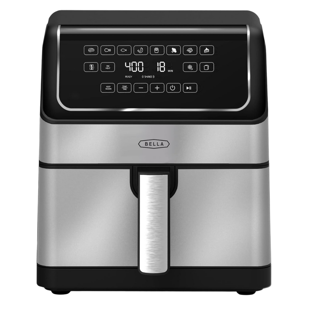 8-Quart Bella Family Size Digital Air Fryer (Stainless Steel, 1750 Watt)