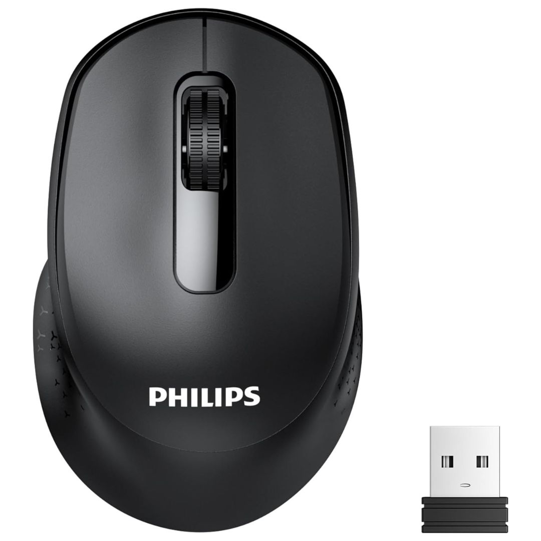 Philips 2.4G & BT5.2/3.0 Ergonomic Wireless Mouse W/ USB Receiver