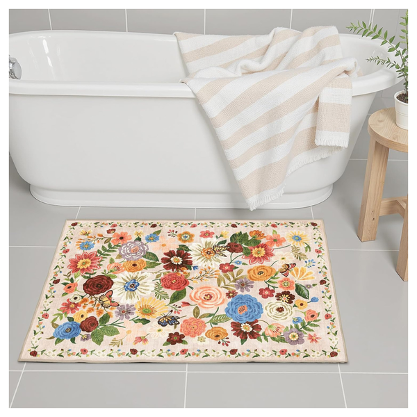 24 x 17" Ultra-Thin Non Slip Home Decor Floral Entry Rug
