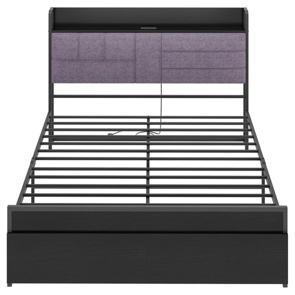 Takywep Queen Heavy Duty Bed Frame With Shelf Headboard