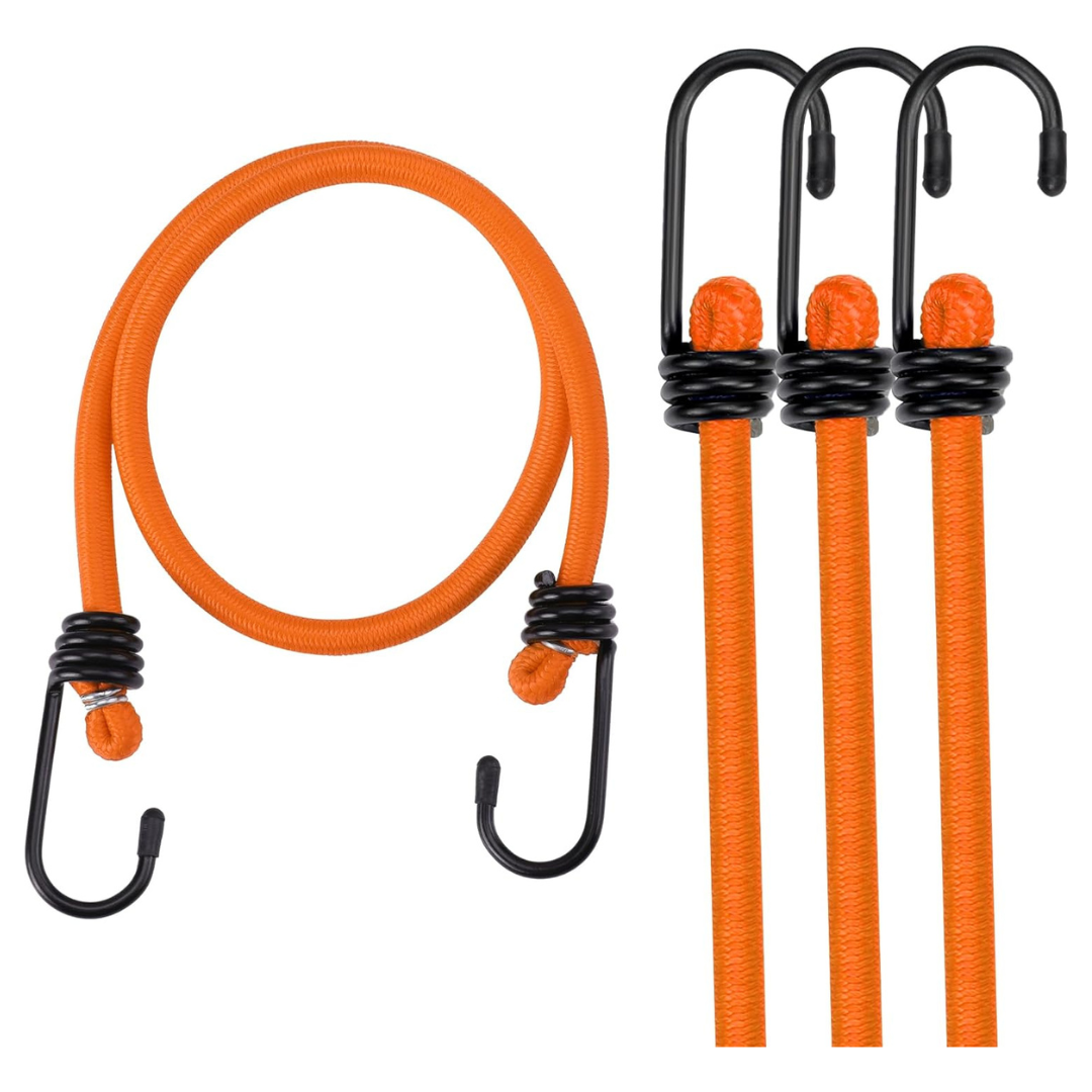 4-Pack 24" Heavy Duty Bungee Cord With Hooks
