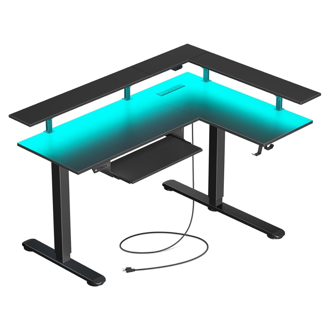 Rolanstar L Shaped Standing Desk With Keyboard Tray