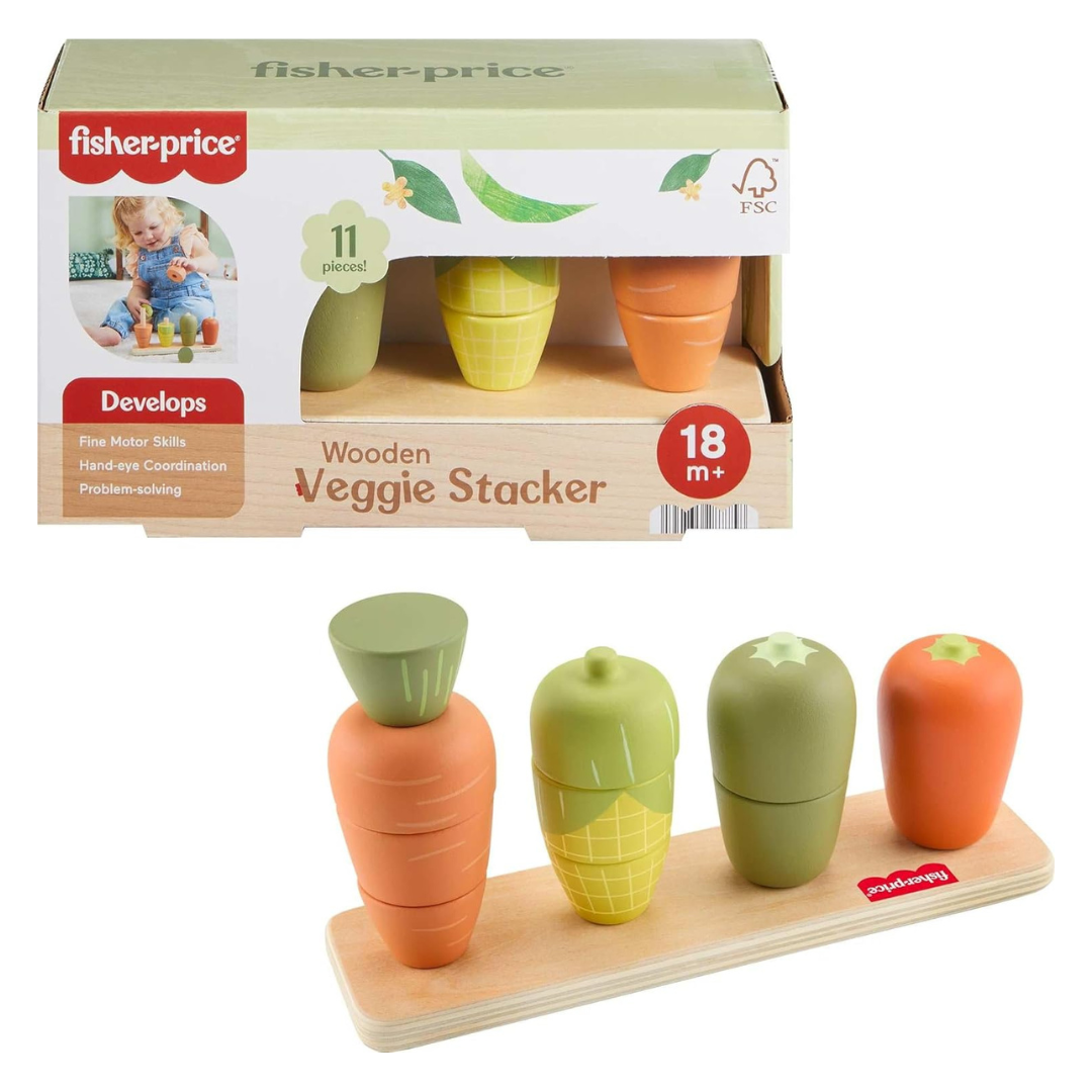 Fisher-Price Wood Toddler Toy Veggie Stacker