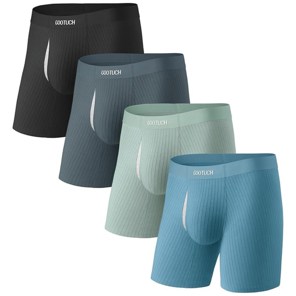 4-Pack Gootuch Men's Moisture Wicking Odor Control Stretch Boxer Briefs