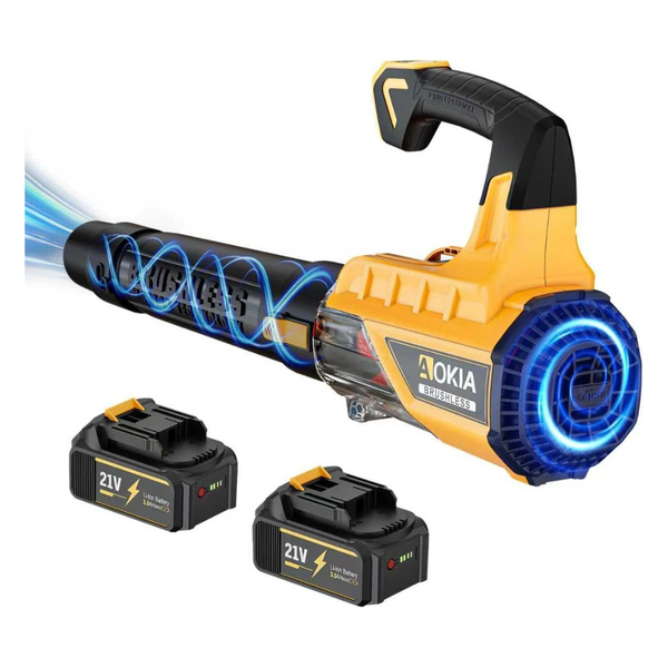 21V Electric Cordless Leaf Blower with 2 3.0Ah Battery & Charger, 580CFM/160MPH