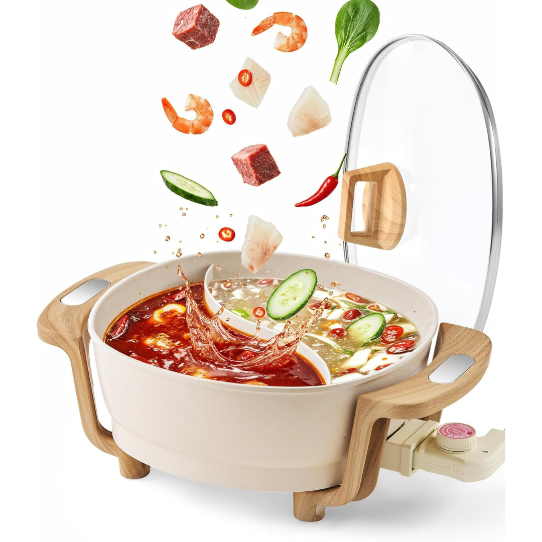 FGJ 1500W Fast Heating Electric 6L Hot Pot w/ Divider