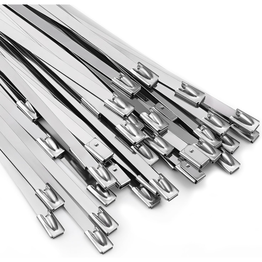 100-Pack 11.8" Self-Locking Stainless Steel Metal Zip Ties