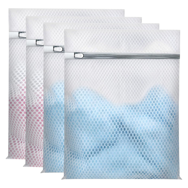 4-Pack Upgraded Honeycomb & Fine Laundry Bags With Zippers