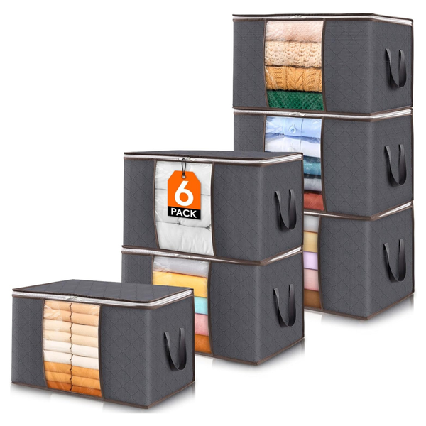 6-Pack Foldable Clothes Storage Bins With Lids