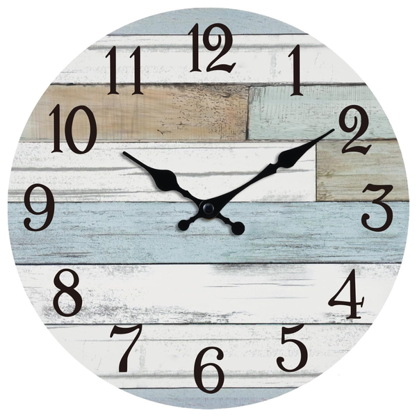 8" Battery Operated Silent Non Ticking Coastal Design Wall Clock