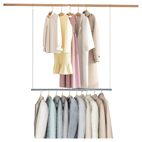 Space Saving Adjustable Closet Hanging Rod
