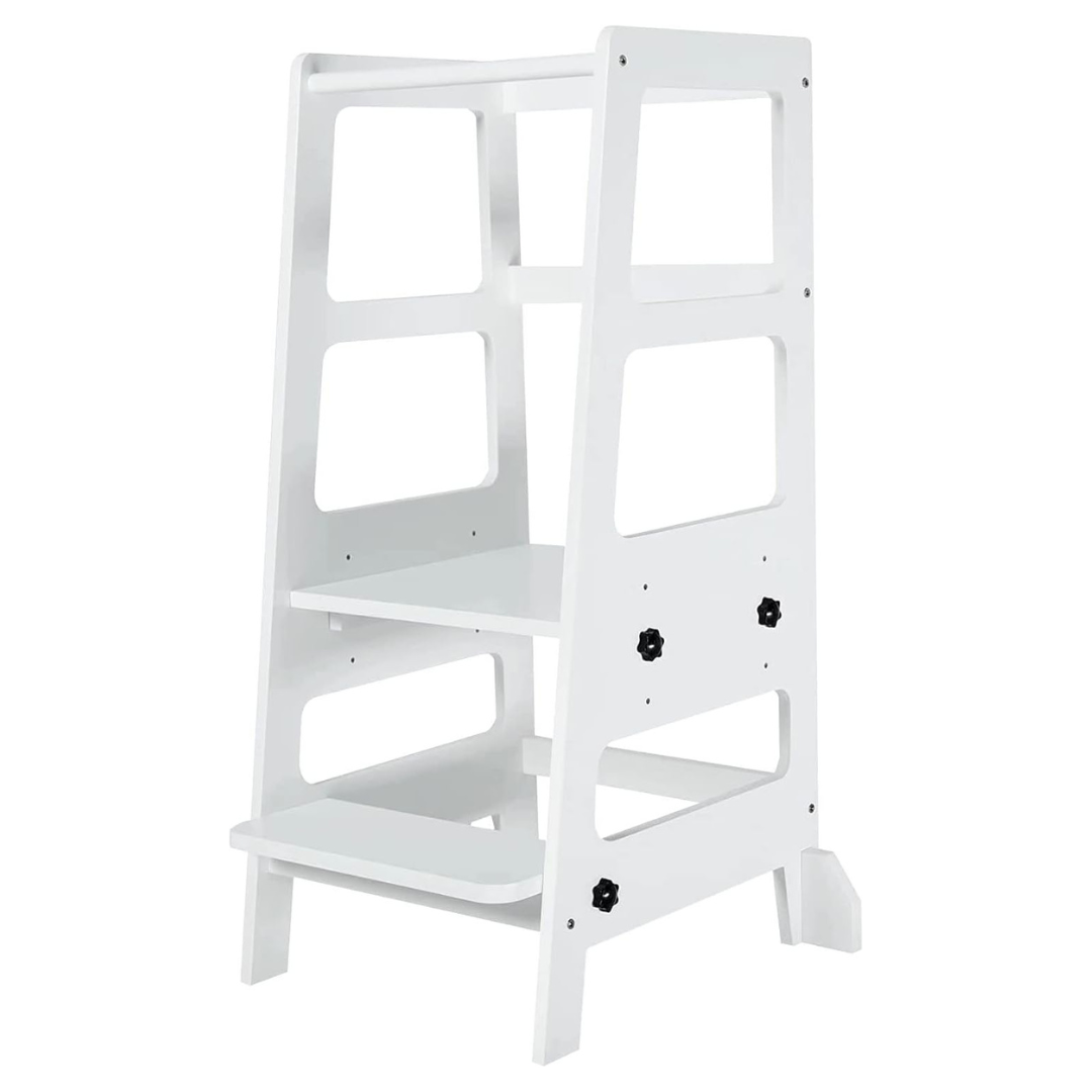 Wooden Adjustable-Height Tower Stool