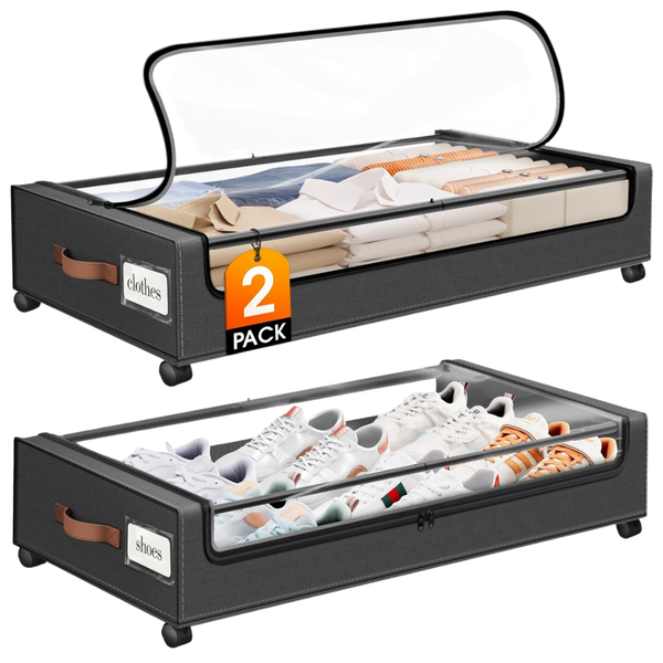 2-Pack SpaceHacks Under Bed Storage With Wheels