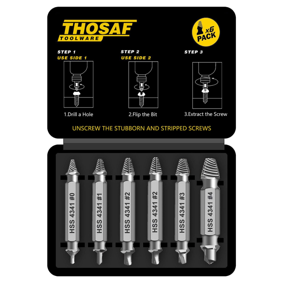 6-Piece Thosaf Damaged Screw Extractor Set