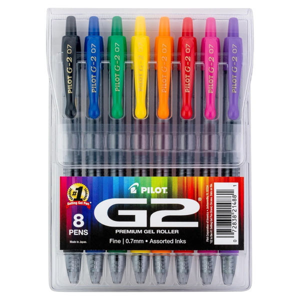 8-Pack PILOT Fine Point 0.7 mm G2 Premium Gel Roller Pens