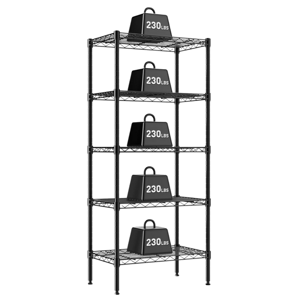 Dumos 5-Tier Heavy Duty Steel Metal Wire Adjustable Standing Storage Rack Shelf