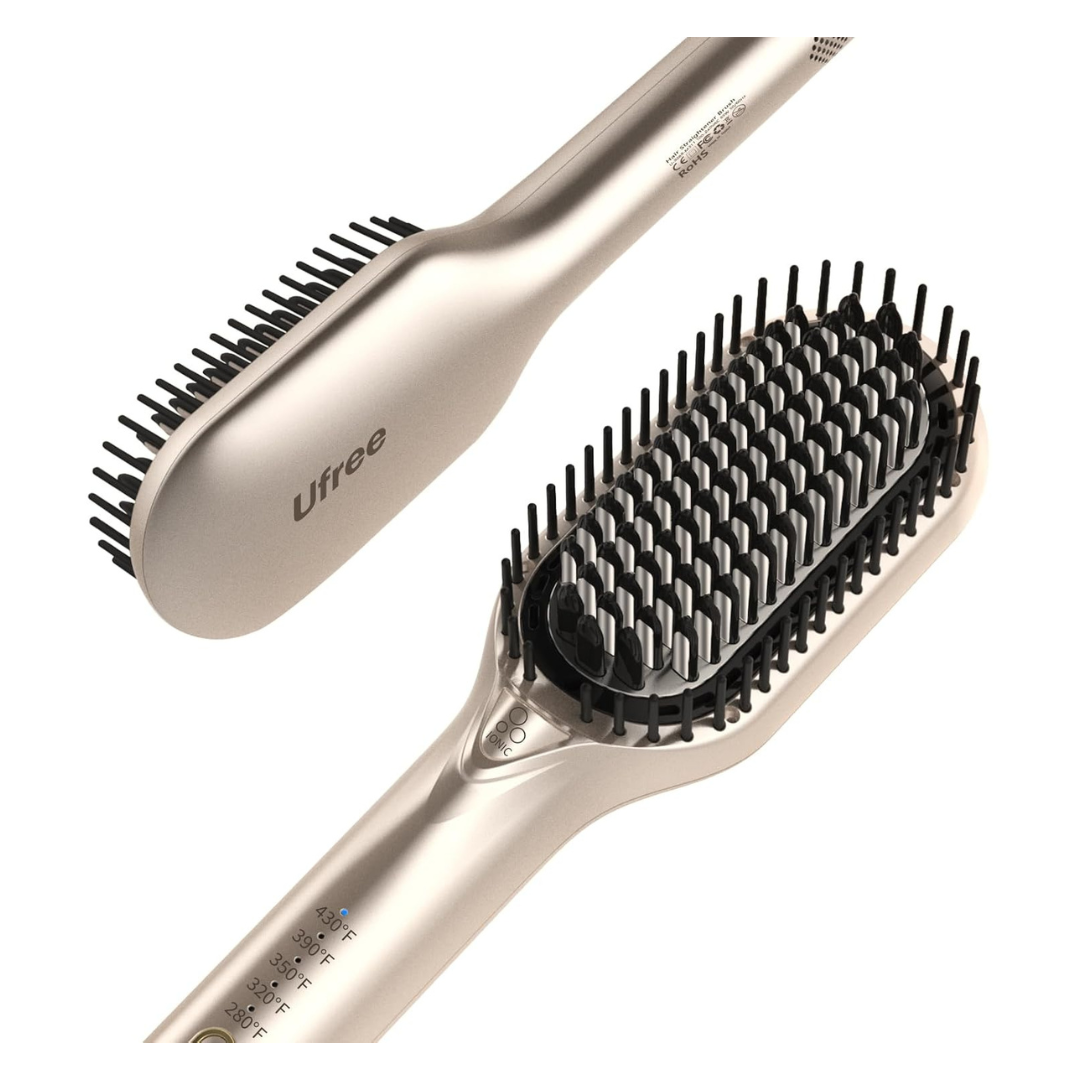 Ufree Ionic Hair Straightener Brush With 5 Temps (Dual Voltage)