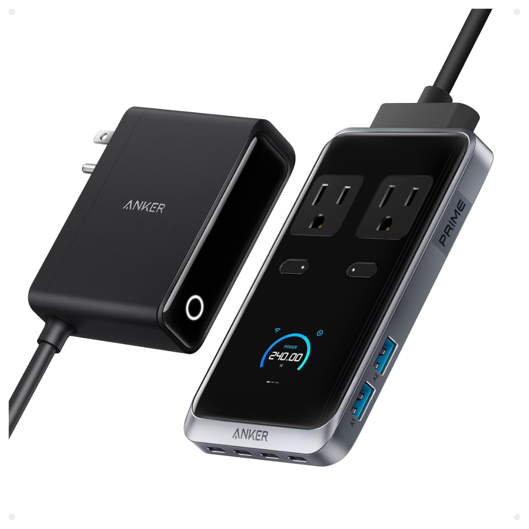 Anker Prime 8-in-1 240W Desktop Charging Station (2 AC, 4 USB-C, 2 USB-A)