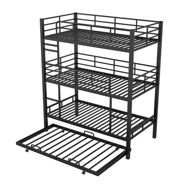 Euroco Metal Twin Triple Bunk Bed With Trundle