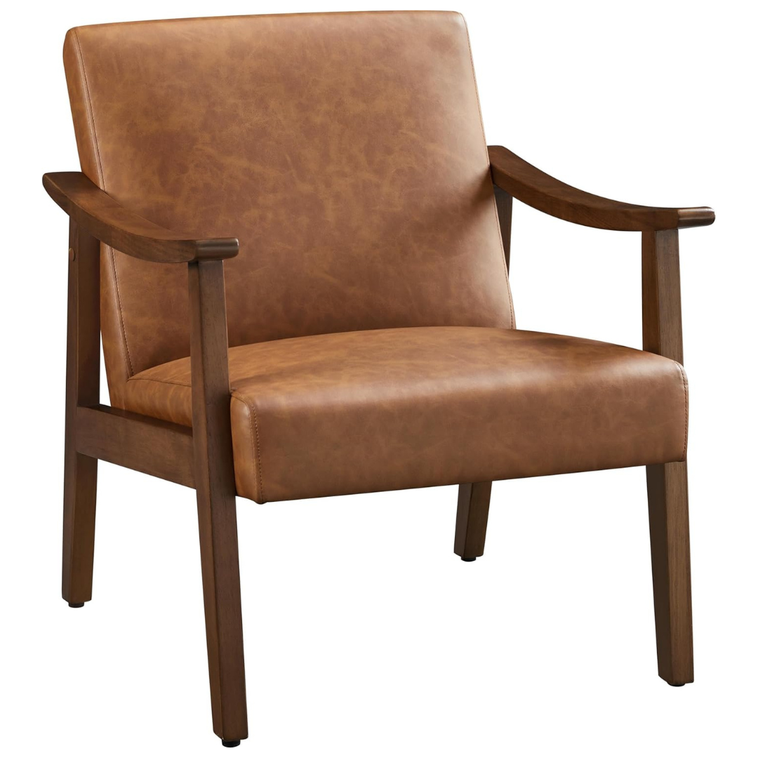 Yaheetech Mid-Century Modern PU Leather Accent Chair