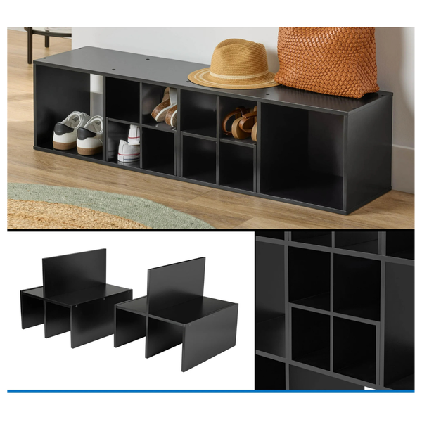 Set of 2 Mainstays Cube Storage Quad Inserts (Black)