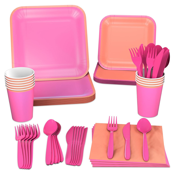 Crayola Color Pop Pink And Peach Orange Party Supplies Set