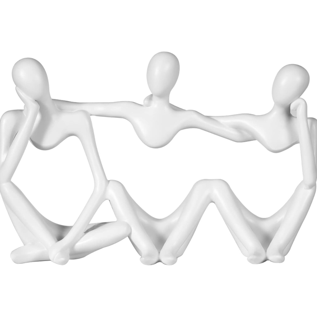 Abstract Art Sculpture Thinker Statue - White