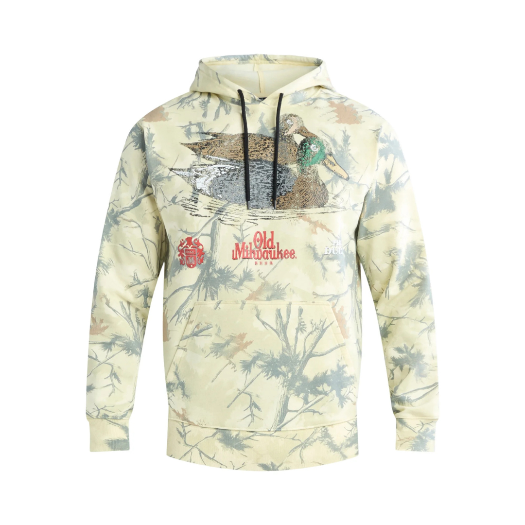 Old Milwaukee Men's Duck Camo Distressed Graphic Hoodie