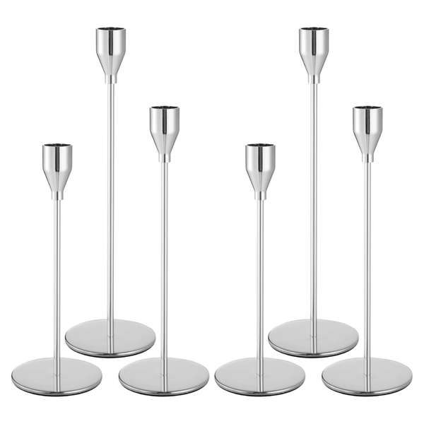 3-Piece Willceka Metal Silver Taper Candle Holder