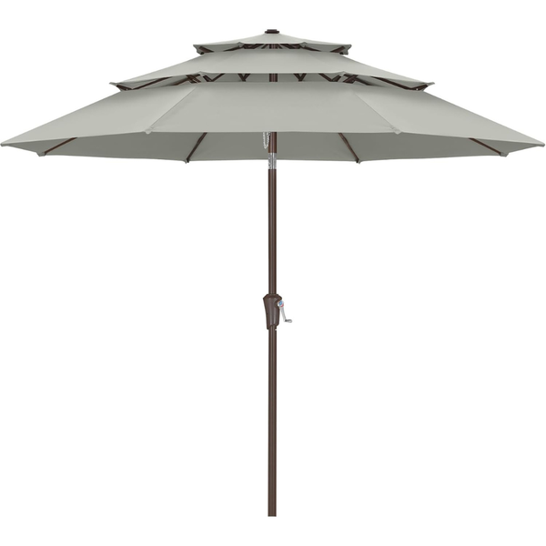 10FT Abccanopy 3 Tiers Outdoor Market Umbrella (Light Gray)