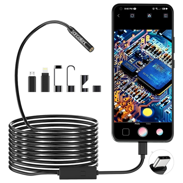1920p Snake Inspection Borescope Camera W/ 8 LED Lights