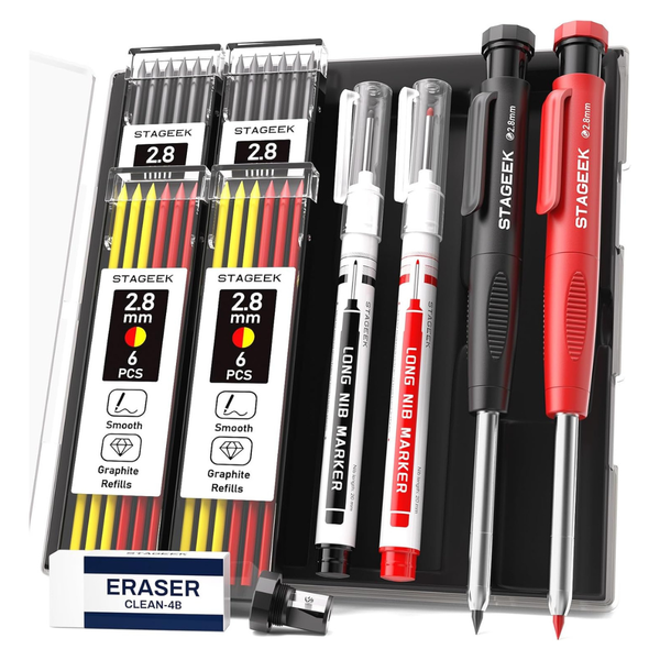 2-Pack Carpenter Mechanical Pencils With Sharpener