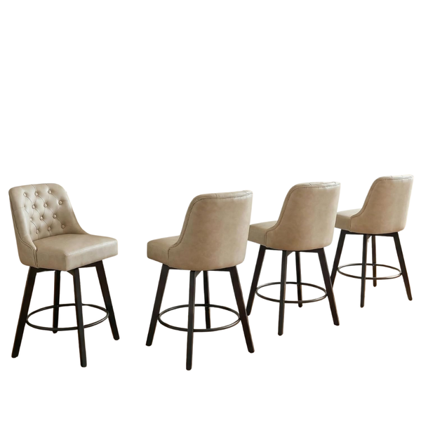 Set Of 4 Counter Height Swivel Barstools With Back