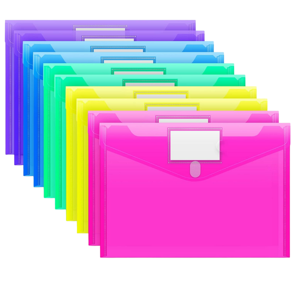 10-Pack Clear A4 Poly Envelopes With Label Pocket