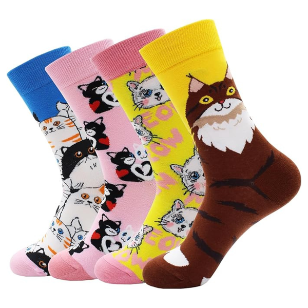Womens Fun Novelty Cotton Cat Socks (Various)