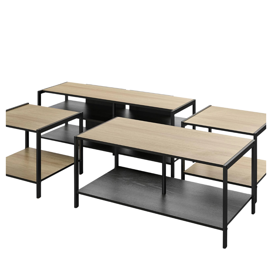 4-Piece Mainstays Living Room TV Stand, Coffee Table & Side Tables Set