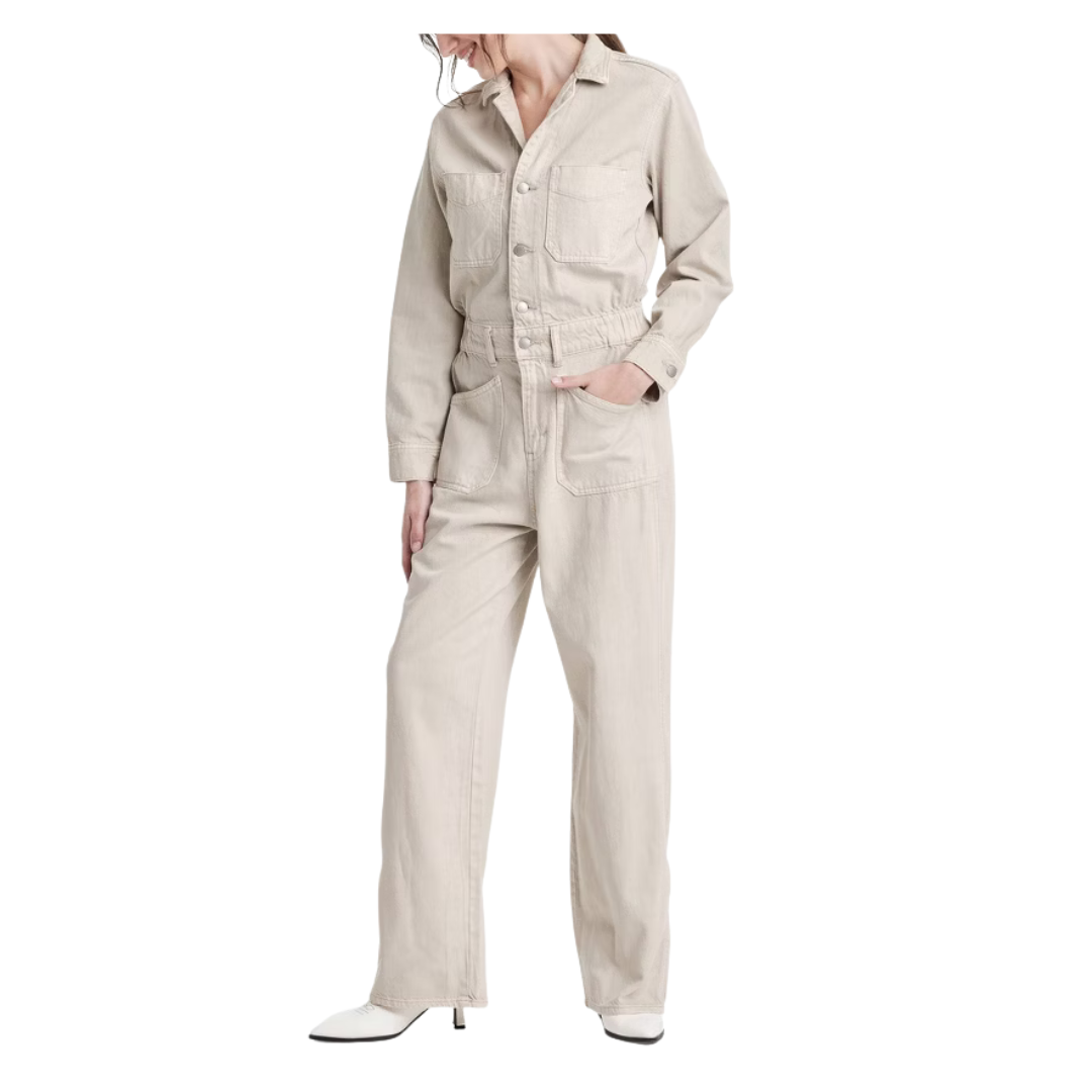 Women's Denim Baggy Jumpsuit (Off White)