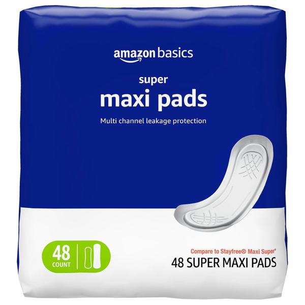 48-Count Amazon Basics Maxi Pads For Periods
